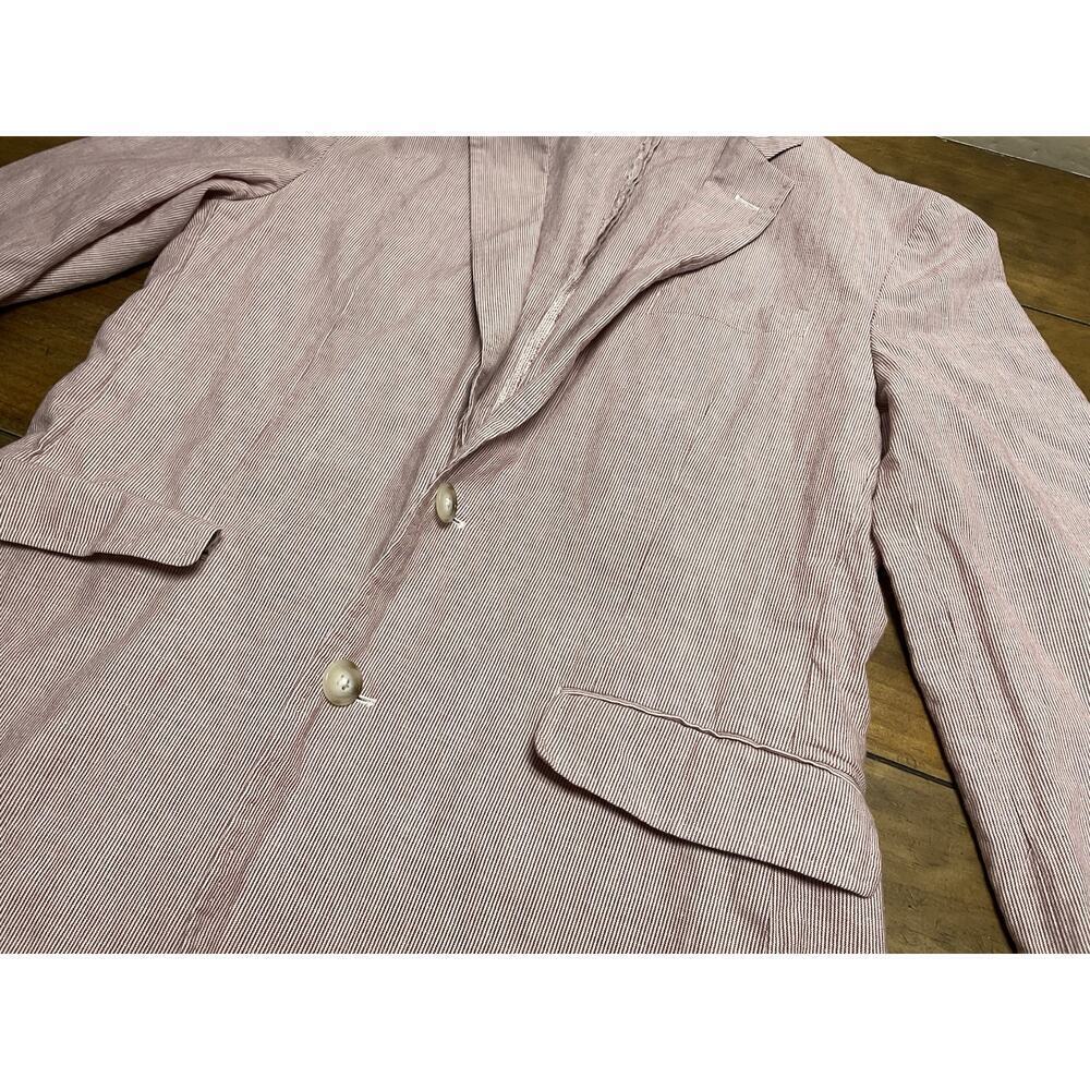 J Crew Mens Ludlow Seersucker Red White 2 Btn 2 Vent Blazer Sz 38R - Picture 5 of 13